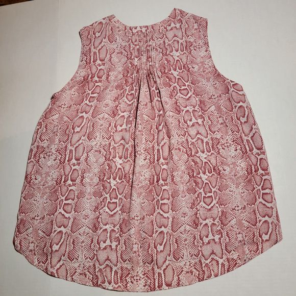 Chelsea & Theodore No Sleeve Blouse Maroon Snake Skin Full Button - Size XL - Picture 3 of 4